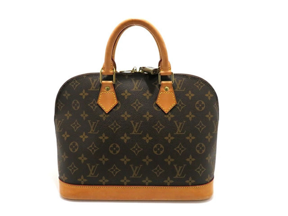 LOUIS VUITTON Alma Monogram Handbag Leather Brown